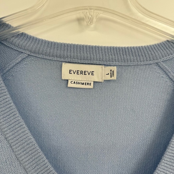 Evereve Size L Blue V-Neck 100% Cashmere Pullover Sweater Women’s Lightweight - Picture 8 of 11